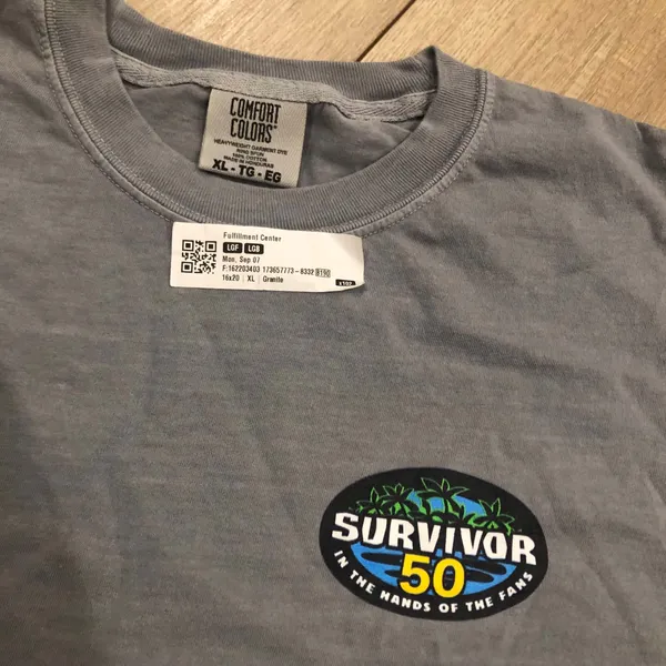 Survivor Comfort Colors T-Shirt 50 Seasons Logo - Granite - Image 3