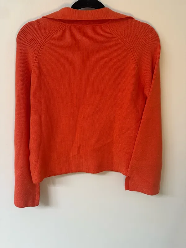 THML Women's Orange Collared V-Neck Sweater Women’s size Small - Image 2