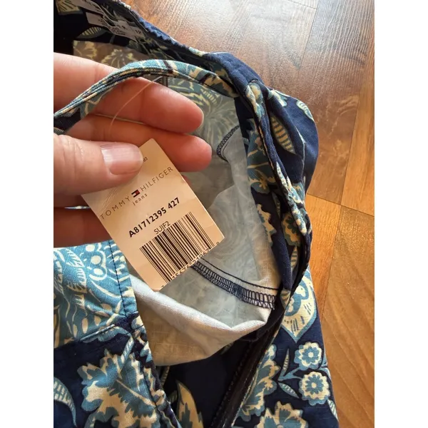 Tommy Hilfiger Strapless Dress Womens 12 Blue Floral NEW Mini Tube‎ Bodycon - Image 4