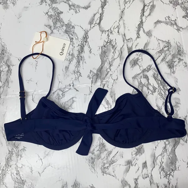 NWT Quince Deep Navy Blue Italian Demi Bikini Top Swim Suit Women's Size Small - Image 6