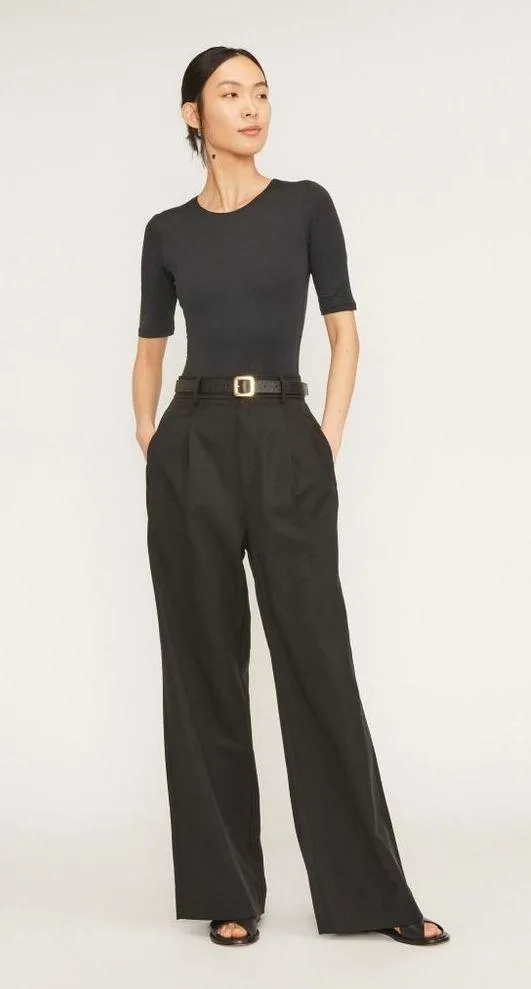 Everlane Womens The Short-Sleeve Crew Neck Bodysuit Thong Black XS - Image 3