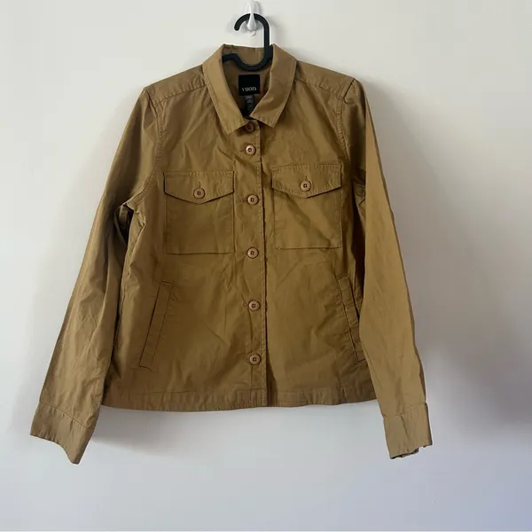 Vuori Ripstop Khaki Light Button Up Utility Collared Jacket Small - Image 3