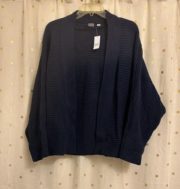 NWT -  Medium Textured Open-Front Cardigan - Navy blue - Image 2