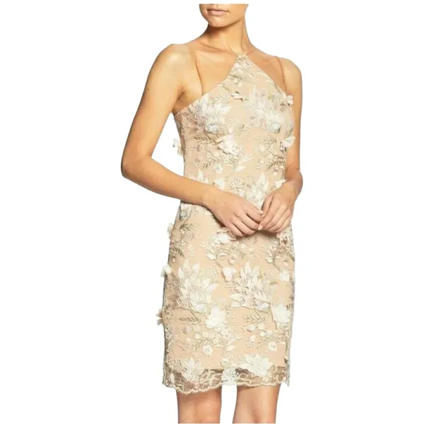 Dress the Population Lena Pink Floral Lace Embellished Illusion Dress Size XS - Image 8