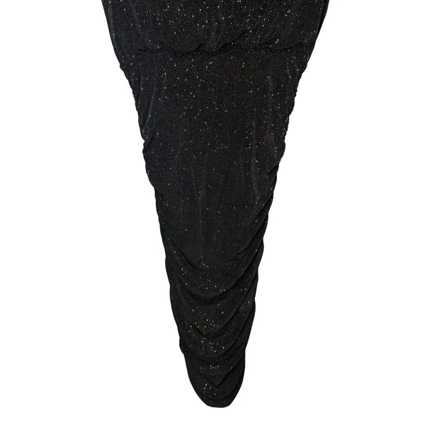 Alice + Olivia Slinky Ruched Shimmer‎ Dress Sparkle Black Gold Size Small - Image 4