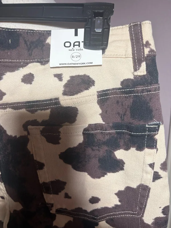 Oat Cowhide Print Jeans. Size 8. Slim fit Brown - Image 6