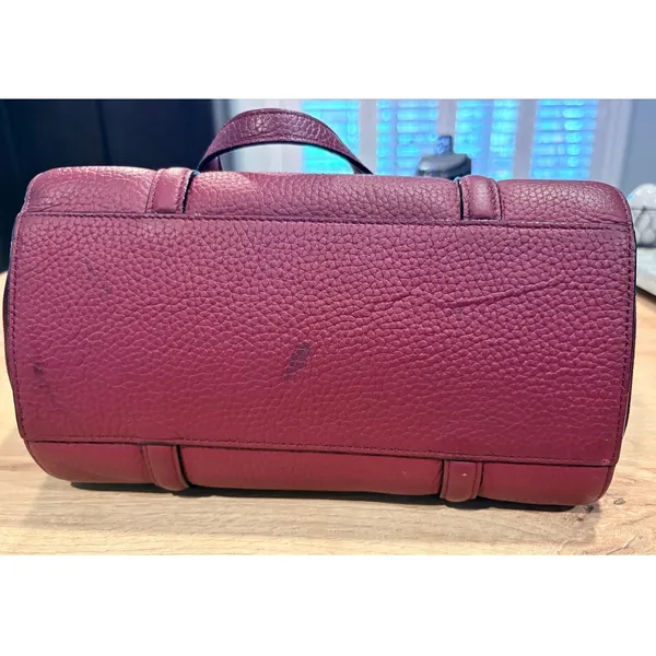 Kate Spade Burgundy Pebbled Leather and Suede Satchel Crossbody‎ Bag - Image 6