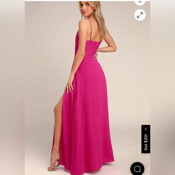 Lulus Evening of Splendor Hot Pink Surplice Maxi Dress Elegant, wedding, party ✨ - Image 4