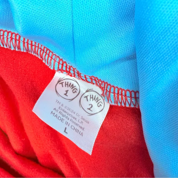 Dr Seuss thing 1 thing 2 red hooded dress blue faux fur large Halloween costume - Image 4