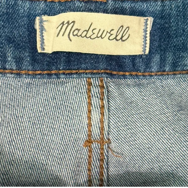Madewell Blue Distressed Raw Hem Light Wash Stretch Perfect Vintage Jeans sz 26 - Image 3