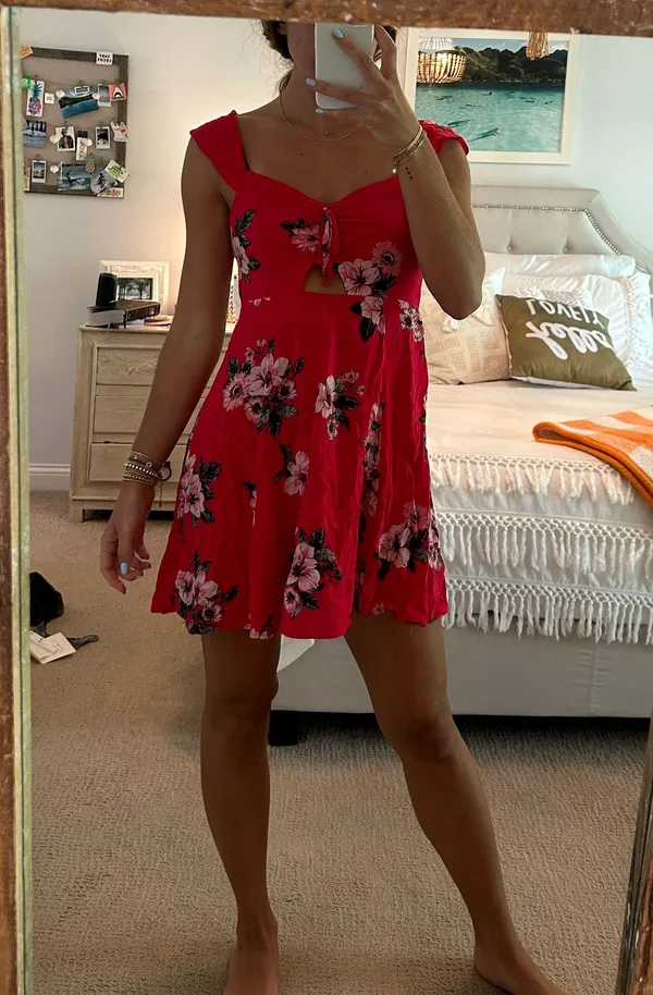 Target Floral Red Dress - Image 3