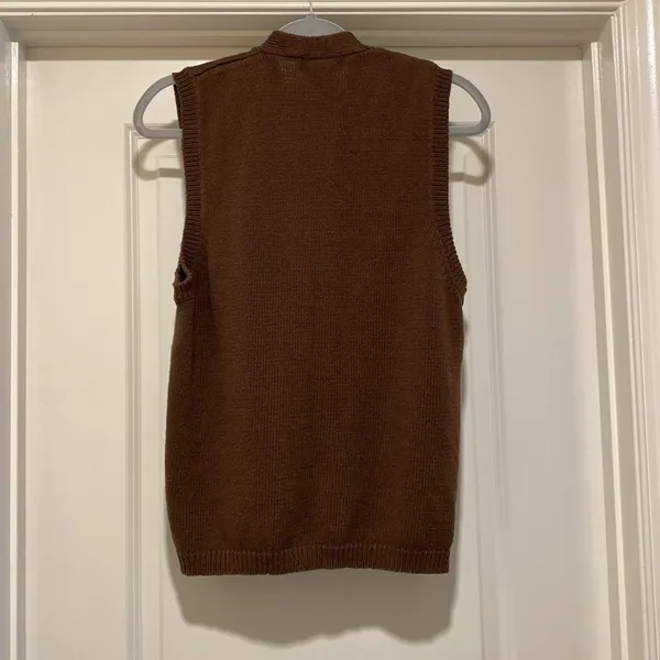 Vintage Cabin Creek Button Front Sweater Vest Brown knit Size Medium - Image 4