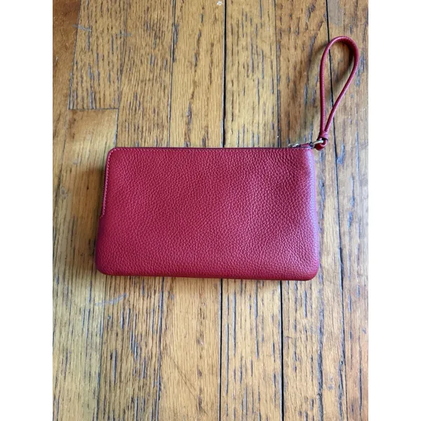 Coach Double Zip Wallet CU919 Bold Red Pebbled Leather NWT - Image 2