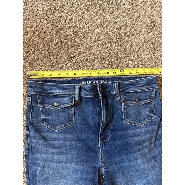 American Eagle Women's Blue Jeans Sz 10 Long Super High-rise Flare Next Level - Image 3