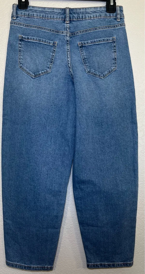 Wonder Nation Girls Barrel Jeans High Rise Adjustable Waist Size 12 NEW Med Wash - Image 2