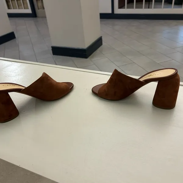 Caparros Heels Chestnut Suede Women's Mules-made in Italy 38 1/2Vero Cuoio 81/2 - Image 3