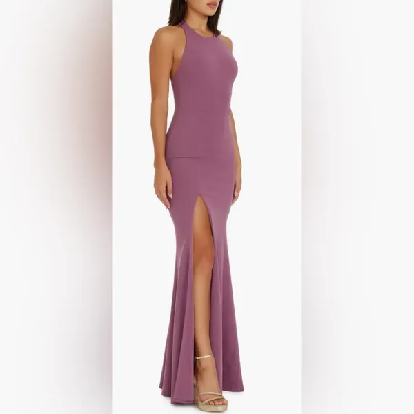 NWOT Dress The Population Paige Halter Neck Mermaid Orchid Purple Gown Sz XL - Image 3