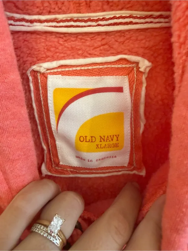 Y2K Old Navy Coral Short Sleeve Hoodie Sweatshirt XL - Image 4