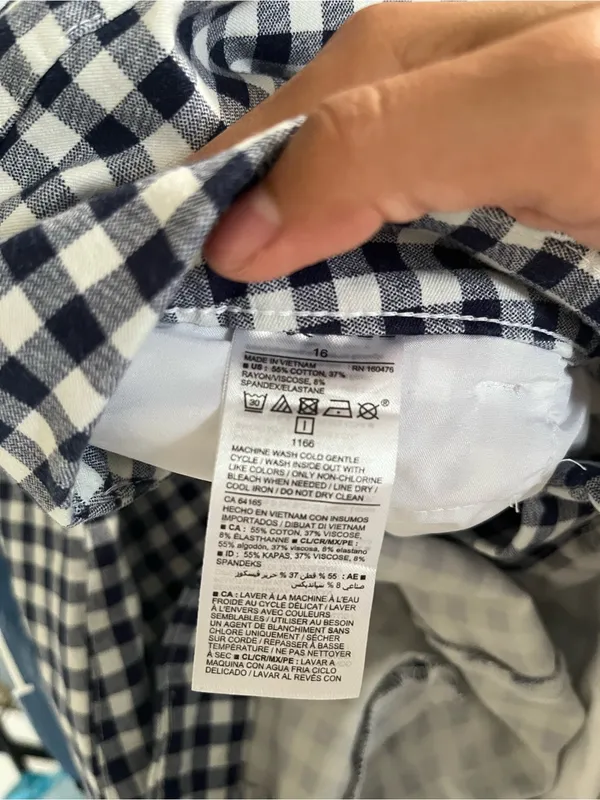 Old Navy Blue White Gingham Check Pixie Ankle Skinny Trouser Pants 16 Preppy - Image 8