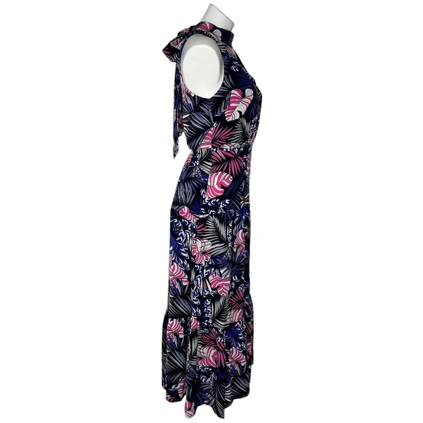 SAM EDELMAN Halter Neck Tiered Maxi Dress in Purple Multi Sleeveless‎ Size 0 - Image 3