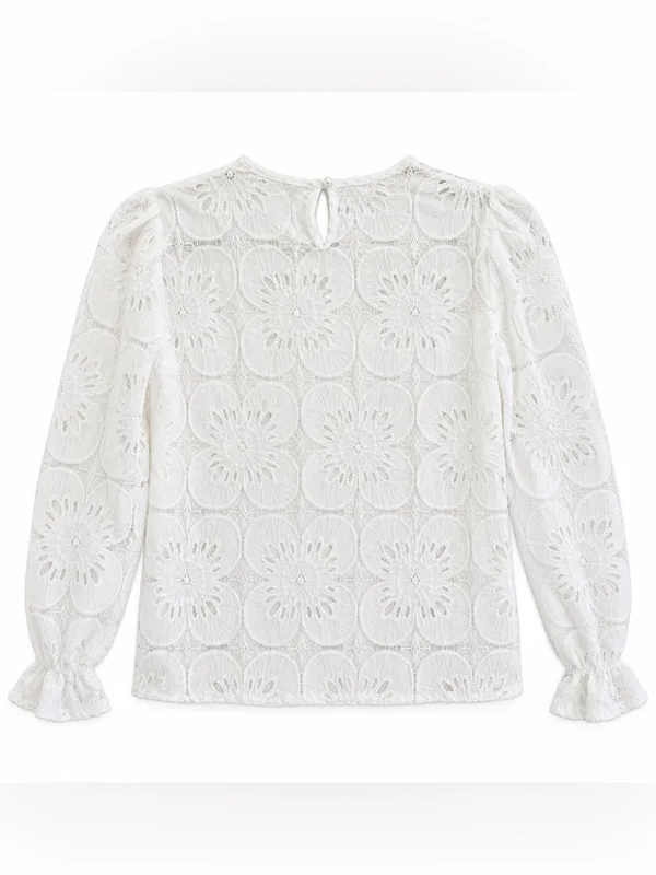 CUPSHE Women’s Small White Floral Lace Long Sleeve Blouse Top Boho Romantic - Image 10