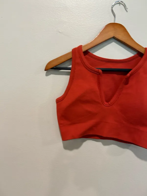 Ribbed padded sports bra Red - Image 3