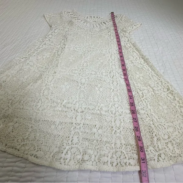 Free People Holy Mountain Mini Floral Crochet Dress Ivory Cottagecore Coquette - Image 6