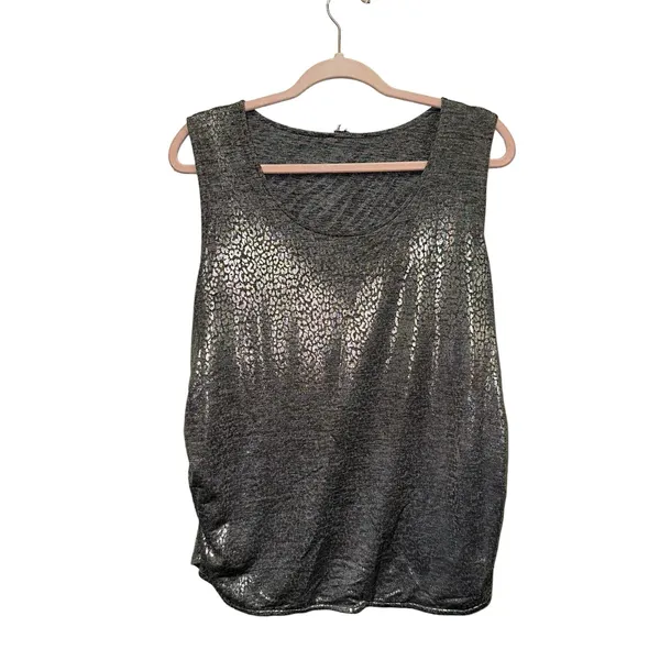 Reversible‎ Metallic Animal Print Tank Top Large Ruched Sides - Image 4
