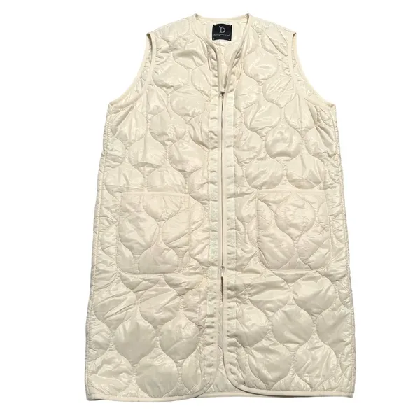 Anthropologie Do Everything in Love Quilted Puffer Vest Women OS Cream Longline - Image 2