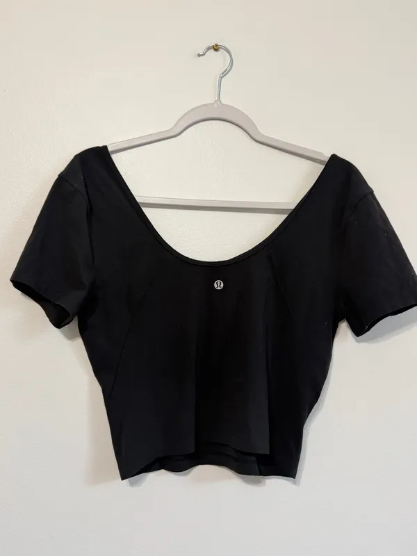 Lululemon Align T-Shirt Black Crop Top Size 10 Nulu - Image 4