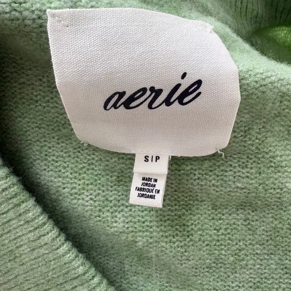 Aerie V-Neck Sweater‎ Small Sage Green NEW Oversized Marl Knit Pullover Cozycore - Image 7