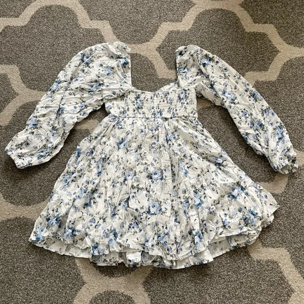 Altard state blue and white floral mini dress 💙🤍 women’s XXS long sleeve - Image 5