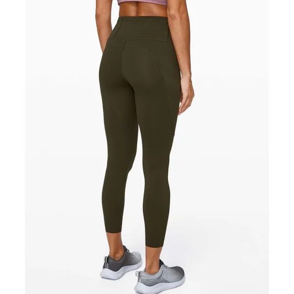 Lululemon Fast and Free Tight II 25" Non-Reflective Nulux in Dark Olive Green 8 - Image 4