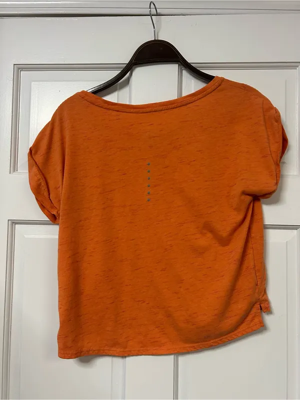 Nike Women's Orange Short Sleeve Dri-FIT Tee - Image 2