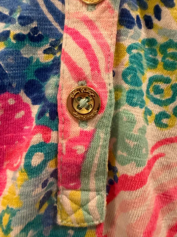 Lilly Pulitzer V-Neck Patterned Sleeveless Essie Dress Pink White Blue Multi - Image 3
