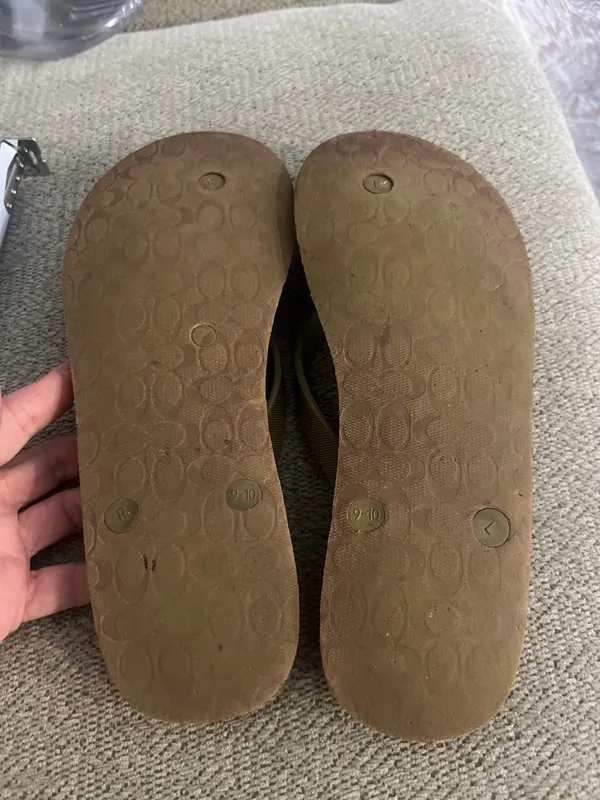 Coach Brown Signature Flip-Flop Sandals with Gold Straps - Image 2