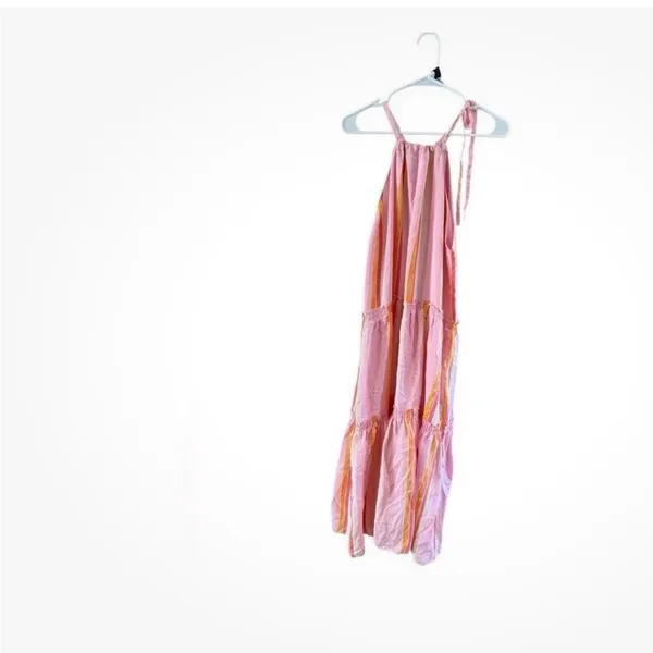 Club Monaco Pink and Orange Midi Dress - Image 9