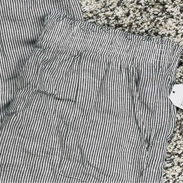 Nautical Striped Black White Wide Leg Baggy Pants Pull On Elastic Waist Pockets - Image 2