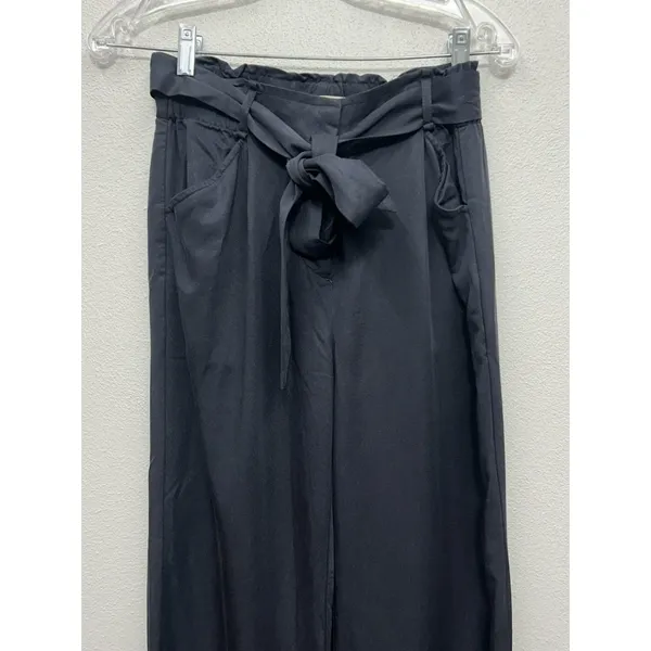 MARINE LAYER Wide Leg Pants Womens Size Small Grey Tencel Belted Paper Bag - Image 3