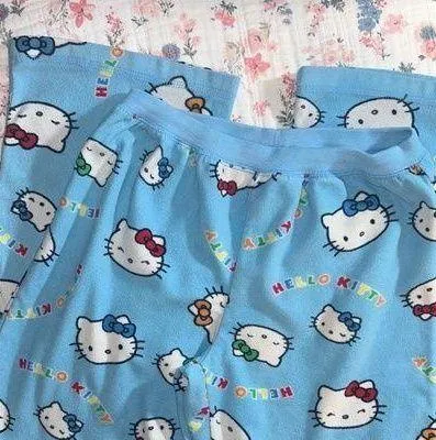 Hello Kitty Size S Fleece Blue Pajama Bottoms - Image 6