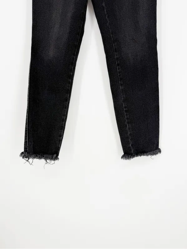 Free People High Rise Raw Hem Jegging Skinny Jeans Women’s 31 Faded Black - Image 5