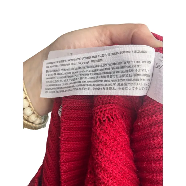Hollister Red Ribbed Knit Crewneck Sweater Size Large - Image 4