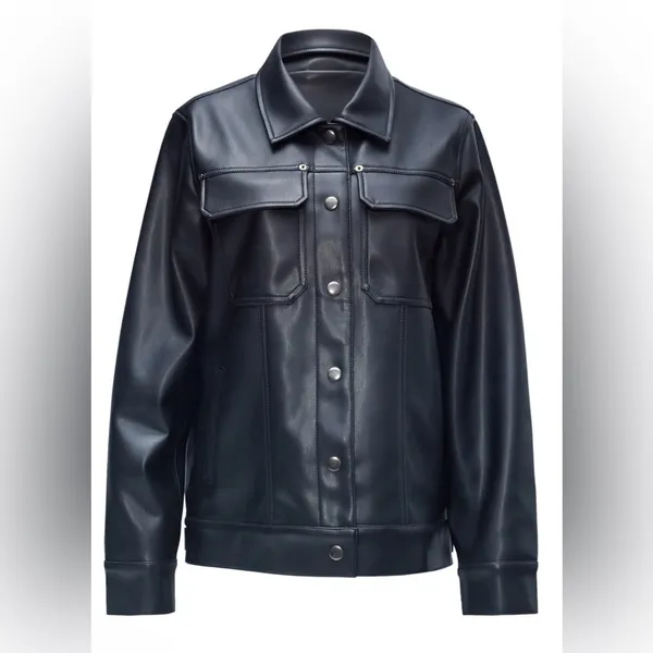 Jules Kae Audriana Faux Leather Trucker Jacket - NWT - Size L - Image 2