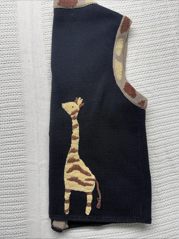Vintage Bellepointe Black Knit Giraffe Button Vest Size M - Image 6