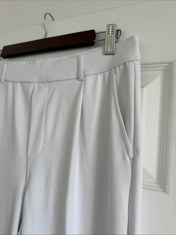 Halara HaloTekAir Wide Leg Pants White Size Large Stretch Pull On NWT - Image 2