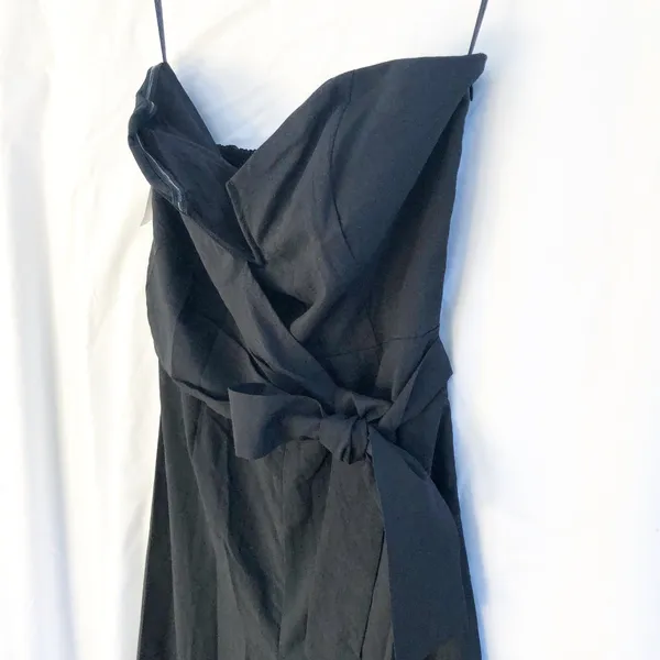 Astr The Label | Nwt Zion Strapless Tie Waist Wide Leg Jumpsuit In Black Large - Image 9