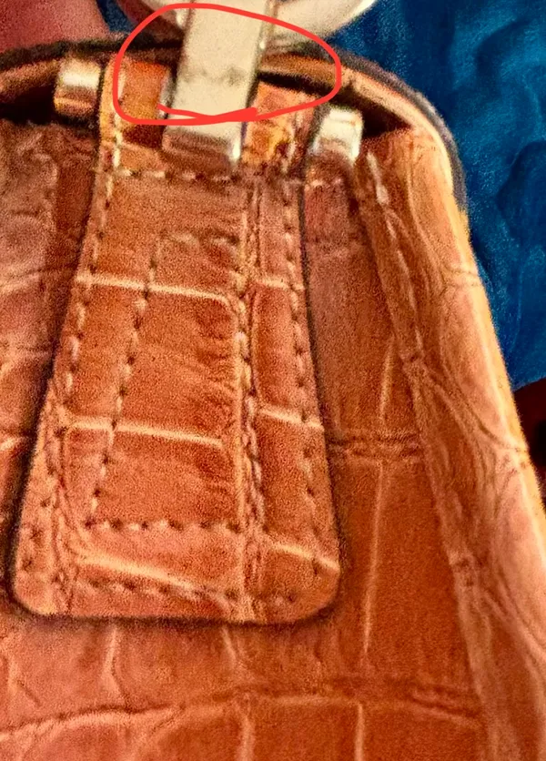 Liz Claiborne VTG 90s Boho Croc Embossed Synthetic Leather & Woven Straw Shoulder Bag - Image 3