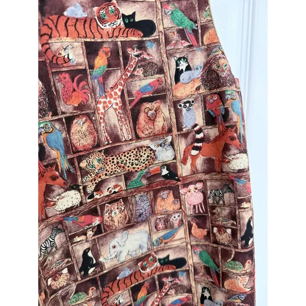 Vintage 90s Hiphanis Zoo Animal Print Vest Cotton Tan Multi Color Small USA Made - Image 5