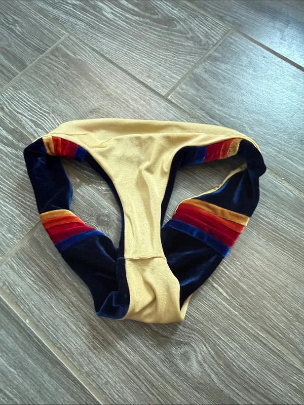 Aviator Nation Navy Velvet 5 stripe Bikini Bottom with like new size small - Image 4