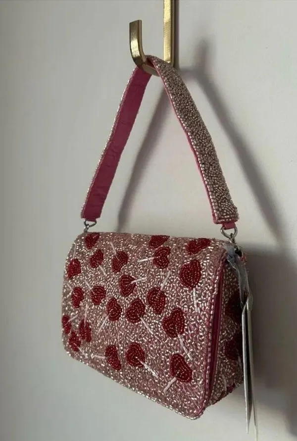 viral beaded lollipop shoulder bag sequins hand made Pink - Image 2
